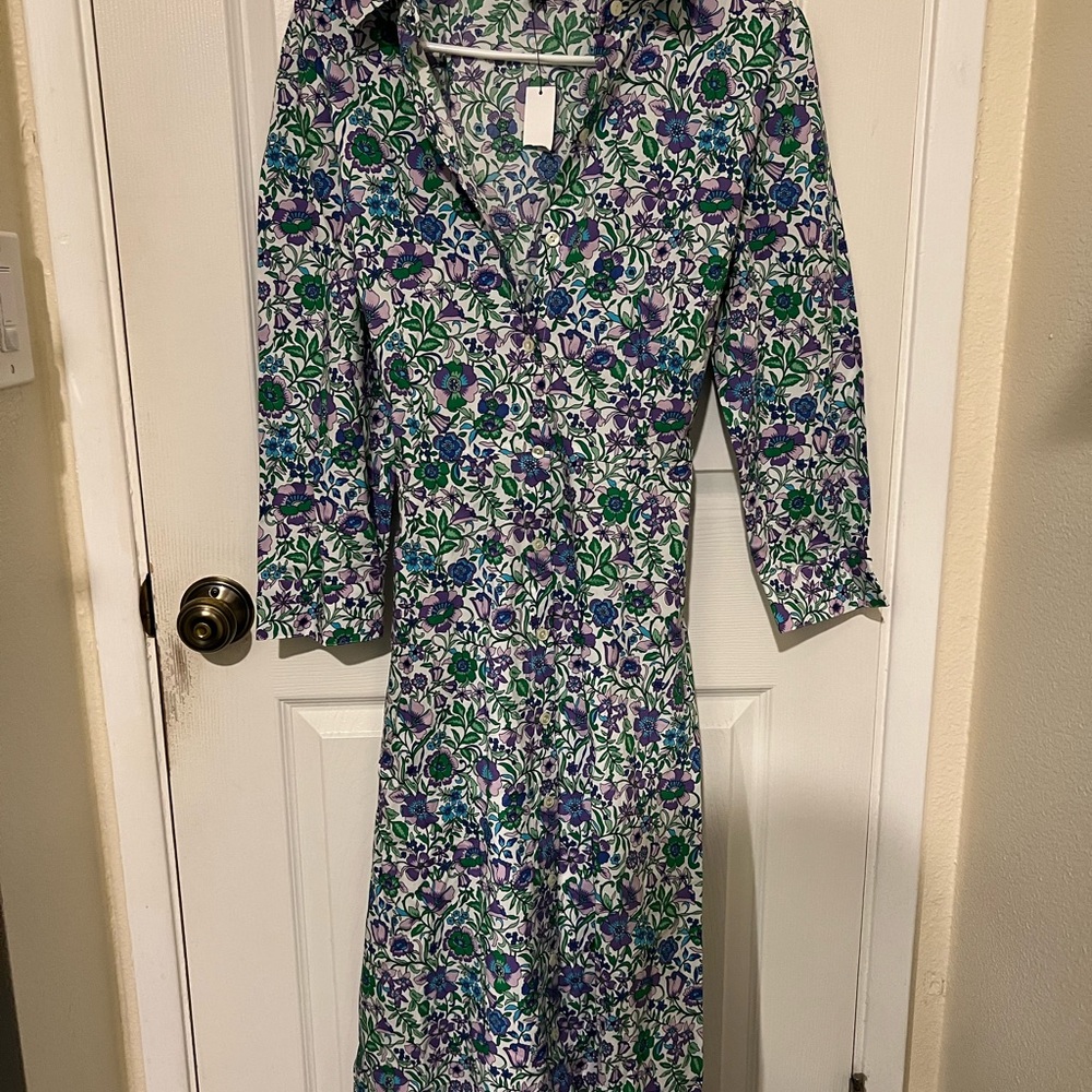 NWT Talbots Green and Blue Wrap Dress with Notched Collar